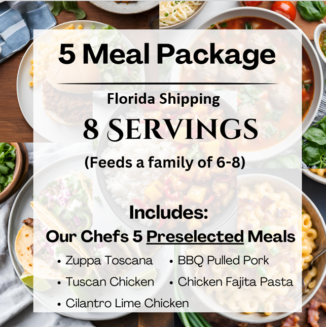 5 Meal Package: 8 Servings per Meal (Florida Shipping)